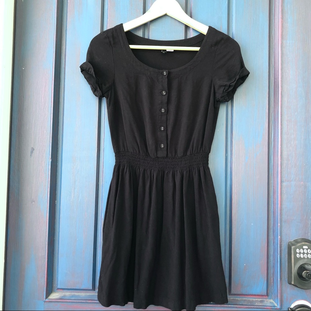 H&M Black Button Up Mini Dress with Pockets Size S
